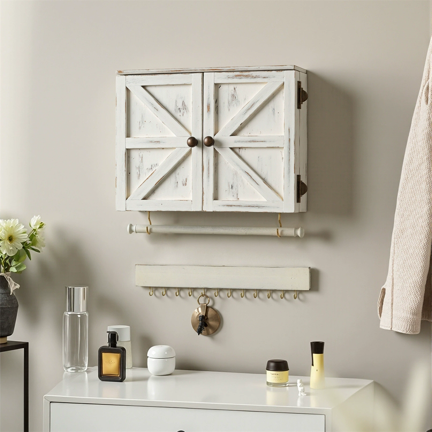 Storage Rack Wall-mounted Solid Wood Necklace Jewelry — shoe storage wholesale pick on ShoeVault