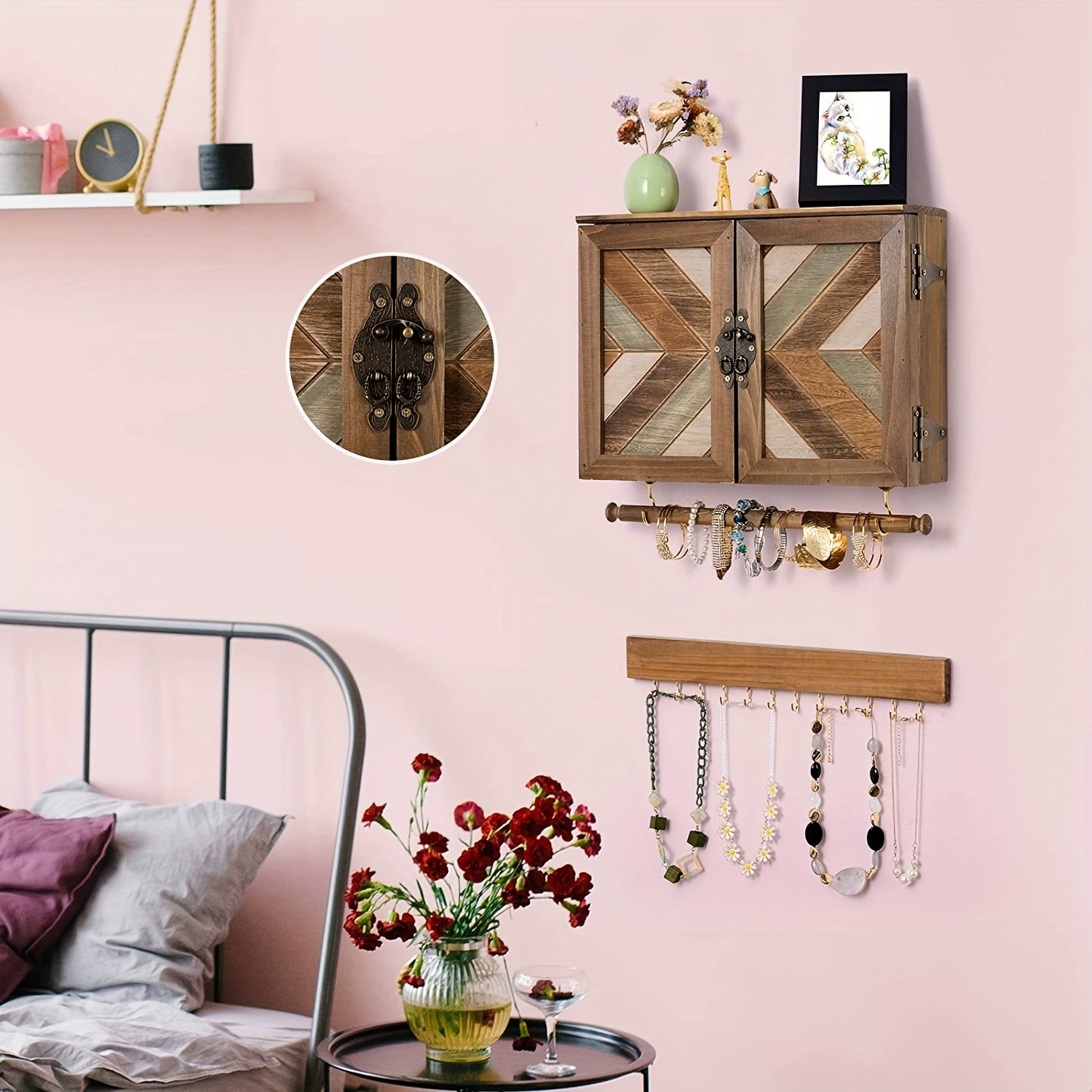 Wall-mounted Necklace Jewelry Wood Vintage — shoe storage wholesale pick on ShoeVault