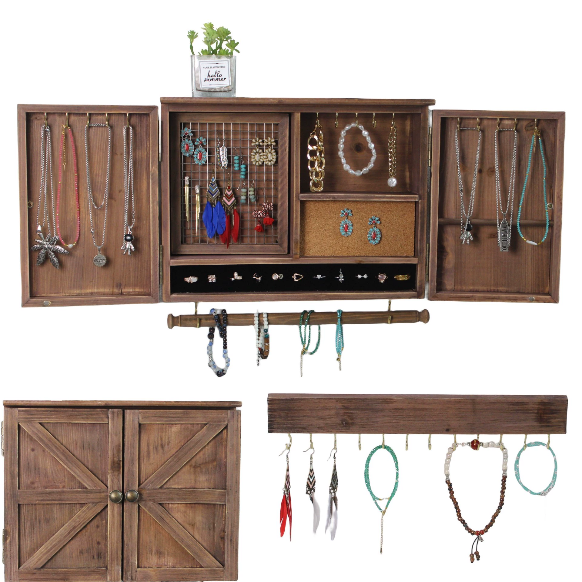 Wall-mounted Necklace Jewelry Wood Vintage — shoe storage wholesale pick on ShoeVault